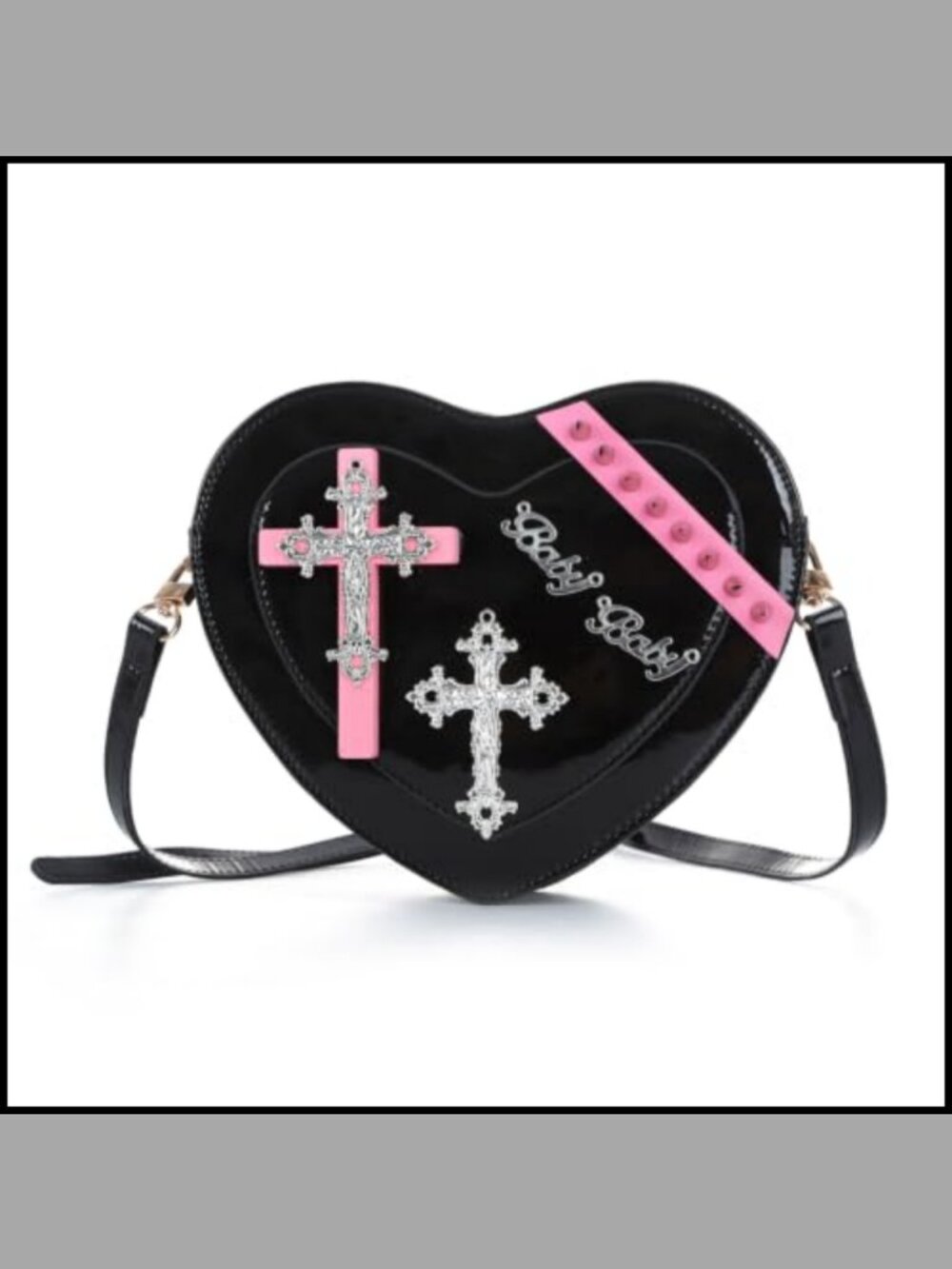 Gothic Heart Shaped Crossbody Shoulder Bag PU Leather Punk Purse